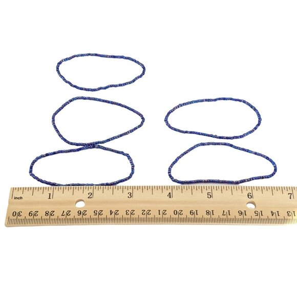 Set Of 5 Blue Beaded Stretch Bracelets For Women Wrist Accessories & Jewelry - Picture 3 of 3
